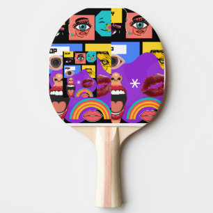 Fett Pop-Art Retro-Comic-Stil Tasse Tischtennis Schläger