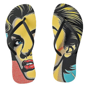 Fett Pop Art Woman Definiert Flip Flops