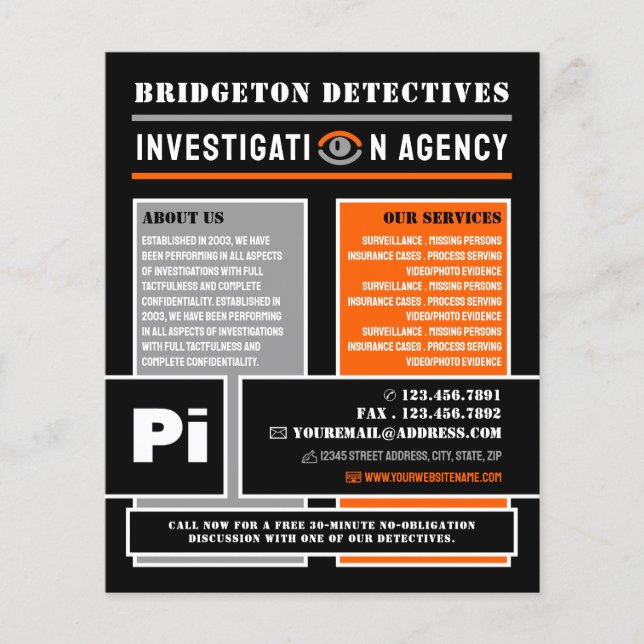 Fett-Privatauge, Privatdetektiv Flyer (Vorne)