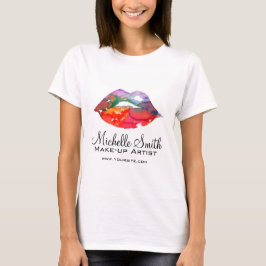 Fett Rainbow Lips Wasserfarbe Zeichnend Schönheit  T-Shirt
