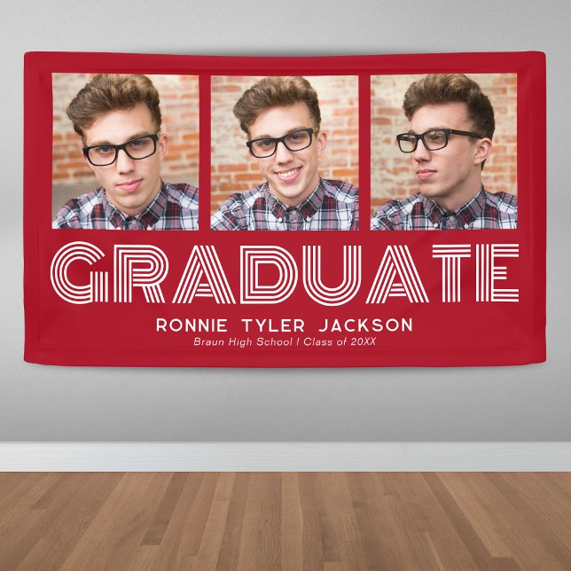 Fett Red 3 Graduate Foto Abschluss Banner (Von Creator hochgeladen)