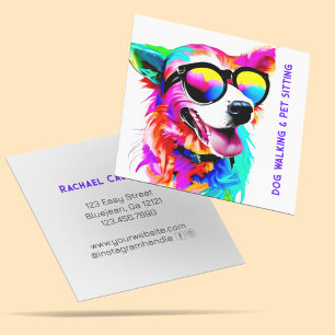 Fett Regenbogen Hund Hundesitter Hundeausführer Ma Quadratische Visitenkarte