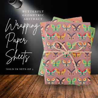 Fett Retro Butterfly Wrapping Paper Geschenkpapier Set