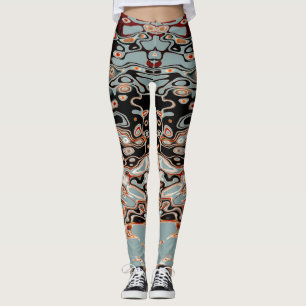 Fett Retro farbiges Abstraktes Muster Leggings