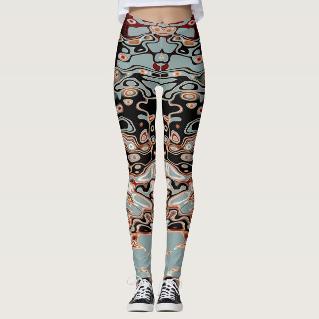 Fett Retro farbiges Abstraktes Muster Leggings (Vorderseite)