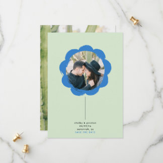Fett Retro Gemalte Blumenrahmen-Foto-Hochzeit Save The Date