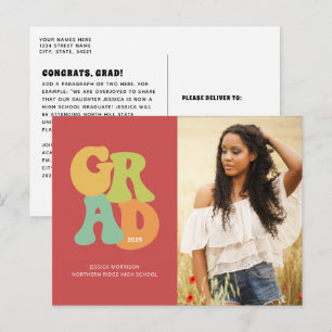 Fett Retro Grad Typografy Graduation Party in den  Postkarte