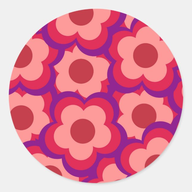 Fett-Retro-Hippie-Blume Runder Aufkleber (Vorderseite)