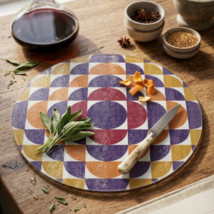 Fett Retro-Kreise dekorative Glasschneideplatine Schneidebrett