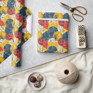 Fett Retro Pop Art Muster mit texturierten Kreisen Geschenkpapier