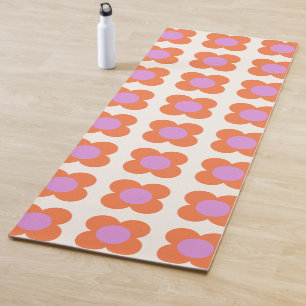 Fett Retro Pop Blume Muster Rosa und Orange Yogamatte
