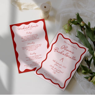 Fett Retro Rosa und Rot Bachelorette Bash Einladung