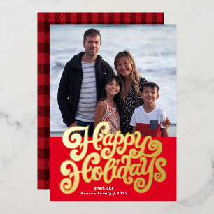 Fett Retro Script Square Foto Foliday Card Folien Feiertagskarte
