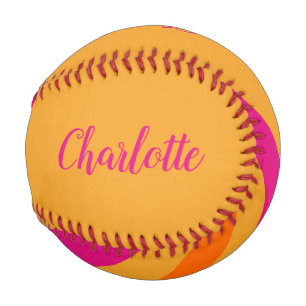 Fett Retro Streifen Name Orange Pink Baseball
