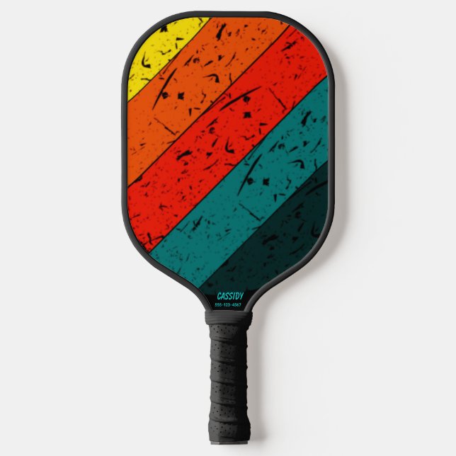 Fett Retro Sunset Strip Name Telefon # Benutzerdef Pickleball Schläger (Vorderseite)
