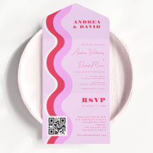 Fett Retro Waves Pink & Red QR Code UAWG Wedding