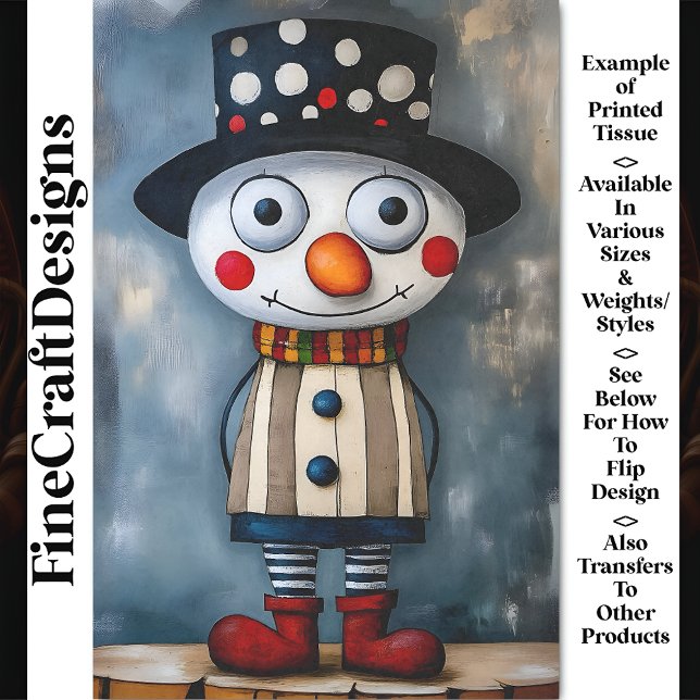 Fett Retro Whimsy Snowman in Hat BB1 Decoupage Seidenpapier (Von Creator hochgeladen)