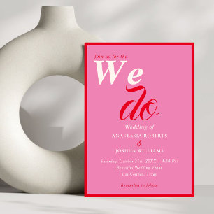Fett Retro Wir machen Typografie Rosa Hochzeit Einladung