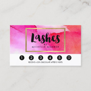 Fett rosa Aquarellfarben Lash Extensions Loyalität Treuekarte