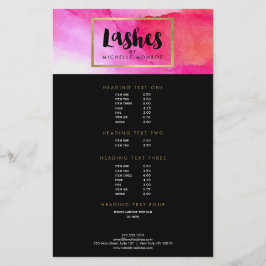 Fett rosa Aquarellfarben Lash Extensions Salon Flyer