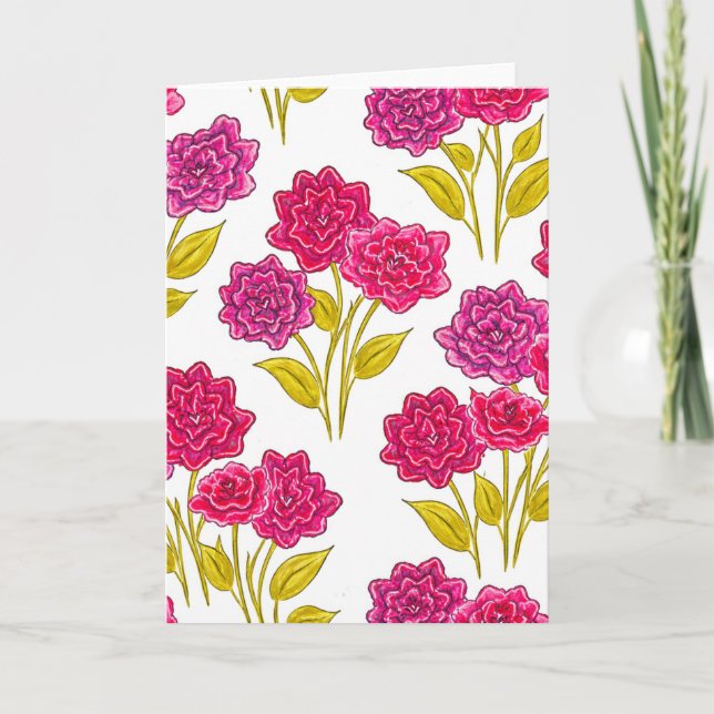 Fett Rosa Blumenmuster Blanko Karte (Vorderseite)