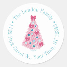 Fett rosa Christbaum mit Aquamariner Rücksendeadre