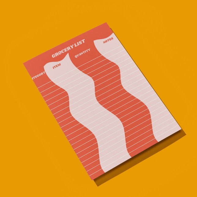 Fett Rosa Groovy Grocery List Notizblock (Von Creator hochgeladen)