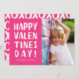 Fett rosa Happy Valentines Day Foto Card