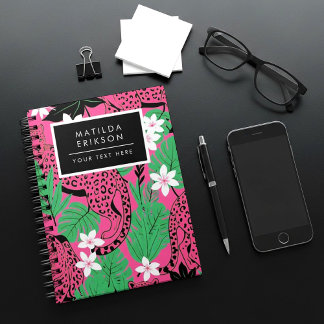 Fett Rosa Leopard Tropicaler Dschungel Nahtloses M Notizblock