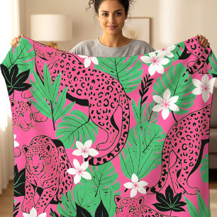Fett Rosa Leopard Tropischer Dschungel Nahtloses M Fleecedecke