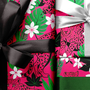 Fett Rosa Leopard Tropischer Dschungel Nahtloses M Geschenkpapier