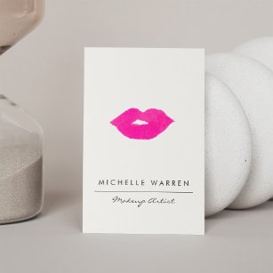 Fett rosa Lippen Wasserfarbe Makeup Artist Visitenkarte