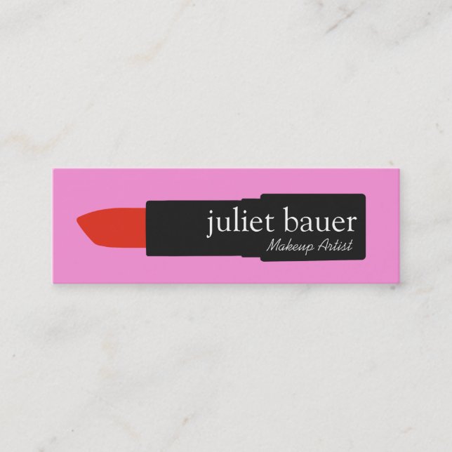 Fett Rosa-Makeup-Artist-Lipstick-Logo Schönheit Mini Visitenkarte (Vorderseite)
