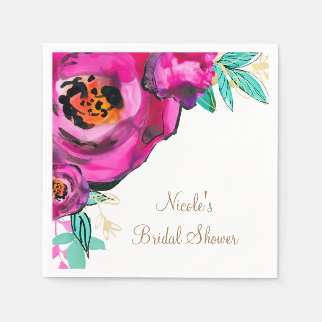 Fett rosa Modernes Brautparty Serviette (Vorderseite)