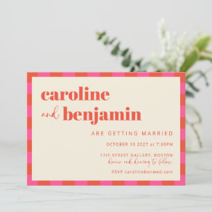 Fett rosa Orange Karton All-in-One Hochzeit Einladung