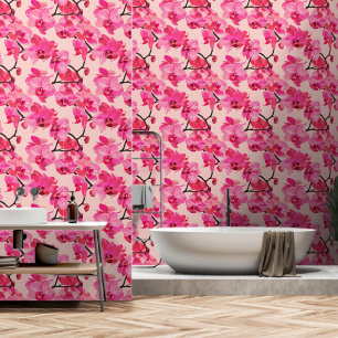 Fett rosa orchid floral botanisch abnehmbar tapete
