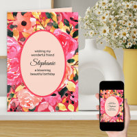 Fett rosa Personalisiertes Floral Watercolor Gebur