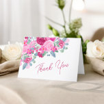 Fett rosa Pflaume Brautparty Dankeskarte<br><div class="desc">Herzlichen Dank! Unser Brautparty Dankeschön an Sie! Die handgemalten,  übergroßen Rosa- und Pflaumenblüten mit grünem und staubblauem Blattwerk und einem modernen Schriftart mit Pinselskripten vervollständigen das Bild. Perfektes Frühjahr botanisches Brautparty.</div>