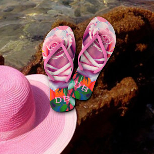 Fett rosa Rosen Bohemisch Künstlerische Blüte Mit  Flip Flops