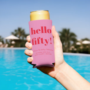 Fett Rosa Rot Modern 50. Geburtstag Custom  Selters Dosenkühler