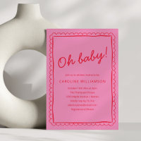 Fett Rosa Rote Moderne Whimsical-Rand-Baby-Party