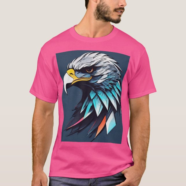 Fett rosa T - Shirt mit lebendiger Adler Graphic (Vorderseite)