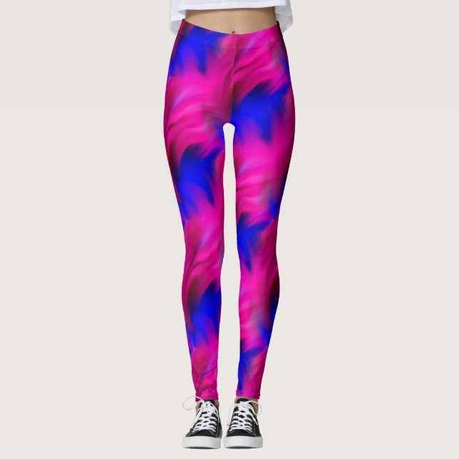 Fett rosa und blaues Abstraktes Kunstmuster Leggings (Vorderseite)