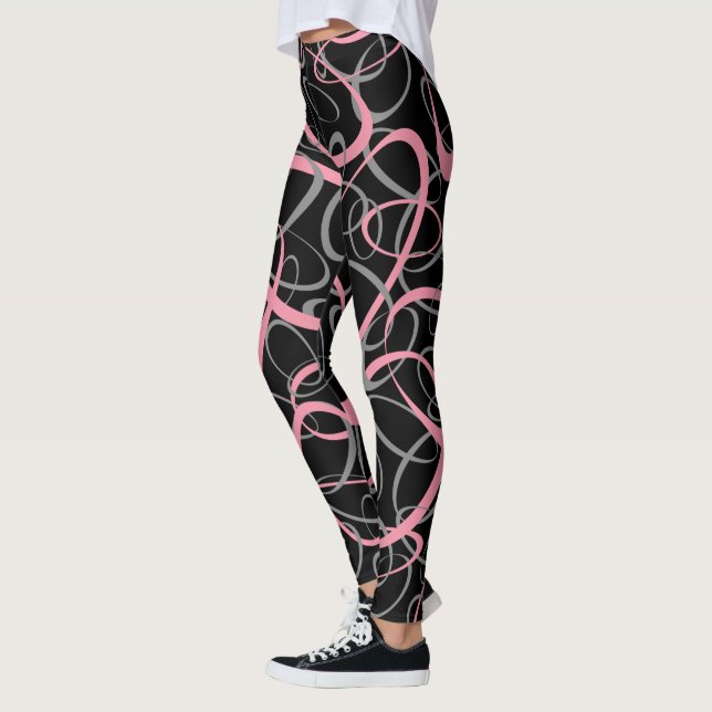 fett rosa und graue Retroovale Leggings (Links)