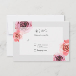 Fett rosa und Lila Frühlings-Rose RSVP Karte