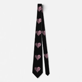 Fett rosa und schwarz Filigree Herzdesign Neck Tie Krawatte