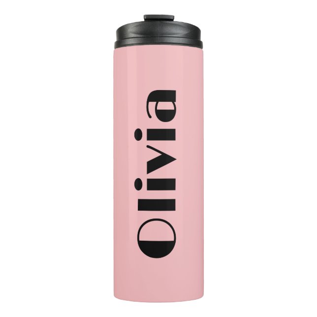 Fett rosa und schwarze Tumbler mit Namen Thermosbecher (Vorderseite)