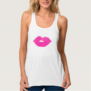 Fett rosa Wasserfarben Lippen Tank Top