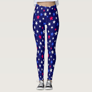Fett Rot, Patriotisches Blau und Weiße Sterne Leggings