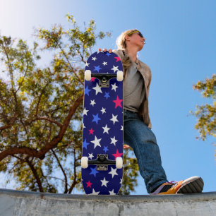 Fett Rot, Patriotisches Blau und Weiße Sterne Skateboard